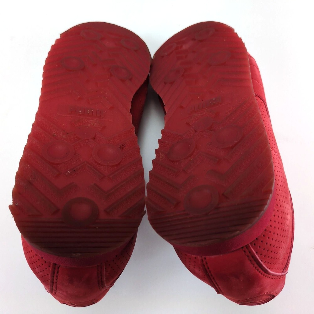 Puma Suede Courtside Perf Red Mens 8.5 Monochrome Perforated Sneakers 360983 02 - Picture 4 of 10